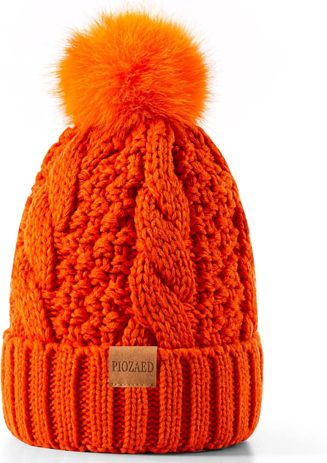 Women's Winter Pompom Beanie Warm and Cozy Knit Hat Fleece Lining Skull Cap for Women
