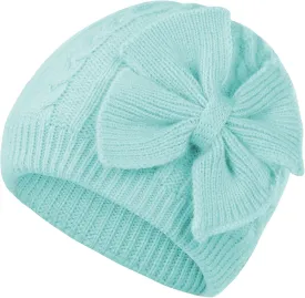 Zando Newborn Baby Girls Hats with Cute Bow Warm Baby Winter Hat Knitted Infant Hat Baby Beanies for Boys Girls 0-6 Months
